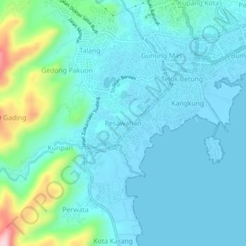 Mapa topográfico Pesawahan, altitude, relevo