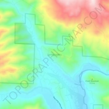 Mapa topográfico Spring Valley, altitude, relevo