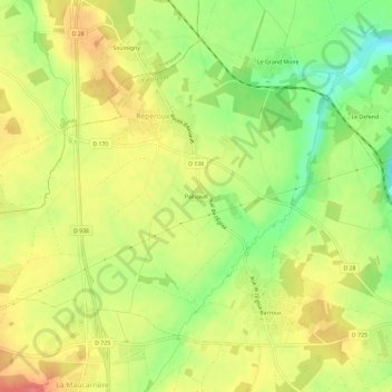 Mapa topográfico Palluault, altitude, relevo