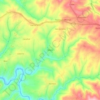 Mapa topográfico Ribeira, altitude, relevo