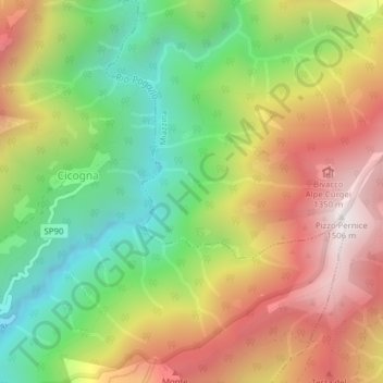 Mapa topográfico Or di Ruvel, altitude, relevo
