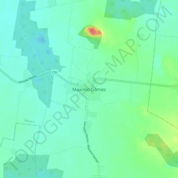Mapa topográfico Máximo Gómez, altitude, relevo