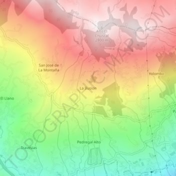 Mapa topográfico La Ilusion, altitude, relevo