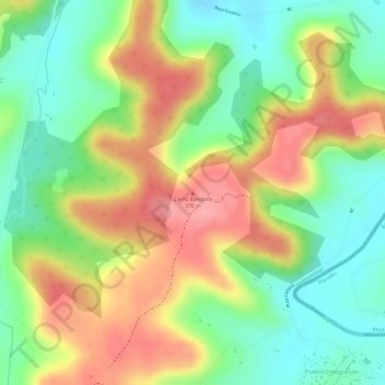 Mapa topográfico Cerro Bandera, altitude, relevo