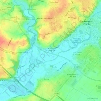 Mapa topográfico Le Gros Noyer, altitude, relevo