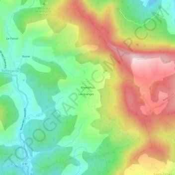Mapa topográfico Montlahuc, altitude, relevo