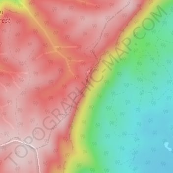 Mapa topográfico Heaton Lookout, altitude, relevo