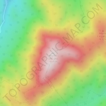 Mapa topográfico Monte Cervialto, altitude, relevo