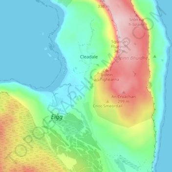 Mapa topográfico Cuagach, altitude, relevo