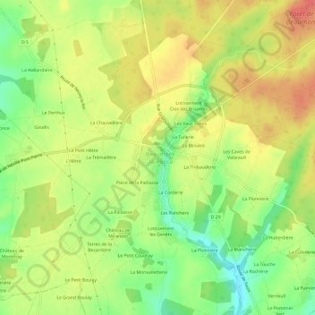 Mapa topográfico La Blonderie, altitude, relevo