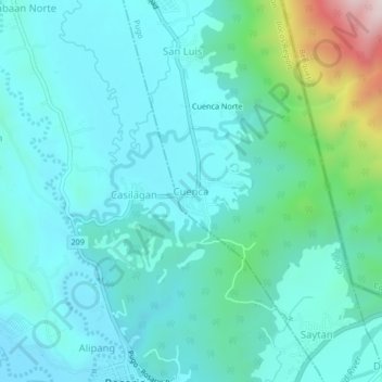 Mapa topográfico Cuenca, altitude, relevo
