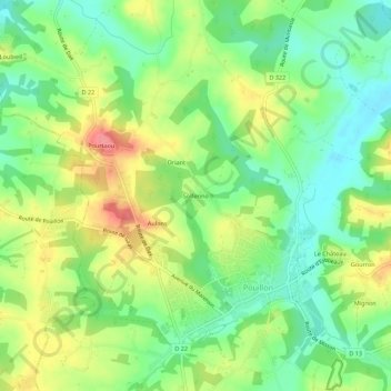Mapa topográfico Solferino, altitude, relevo