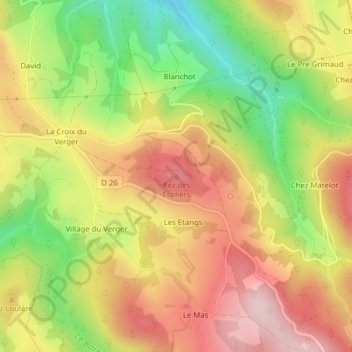 Mapa topográfico Rez des Écoliers, altitude, relevo
