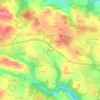 Mapa topográfico Saint-Just, altitude, relevo