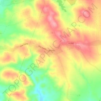 Mapa topográfico Cuartillos, altitude, relevo