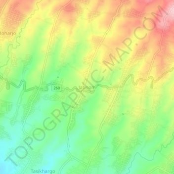 Mapa topográfico Jatinom, altitude, relevo