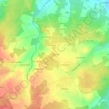 Mapa topográfico Les Touches, altitude, relevo