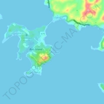 Mapa topográfico San Roque, altitude, relevo