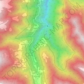 Mapa topográfico Nasoncio, altitude, relevo