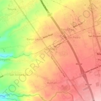 Mapa topográfico San Pedro II, altitude, relevo