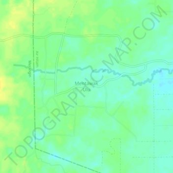 Mapa topográfico Mentawak Ulu, altitude, relevo