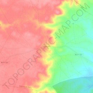 Mapa topográfico Guzmán, altitude, relevo