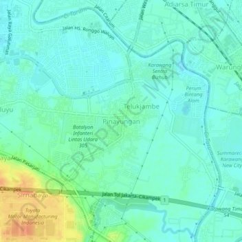 Mapa topográfico Pinayungan, altitude, relevo