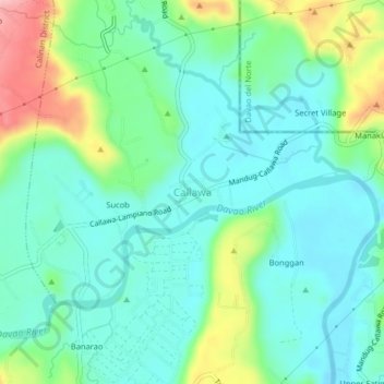 Mapa topográfico Callawa, altitude, relevo