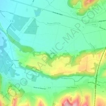 Mapa topográfico Le Plan, altitude, relevo