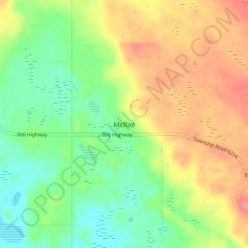 Mapa topográfico McRae, altitude, relevo