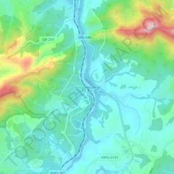 Mapa topográfico Sousa Noschese, altitude, relevo