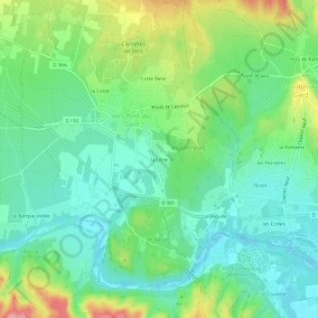 Mapa topográfico la Lône, altitude, relevo