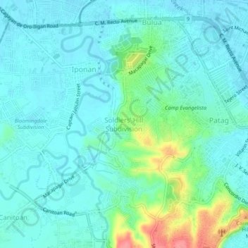 Mapa topográfico Soldiers’ Hill Subdivision, altitude, relevo