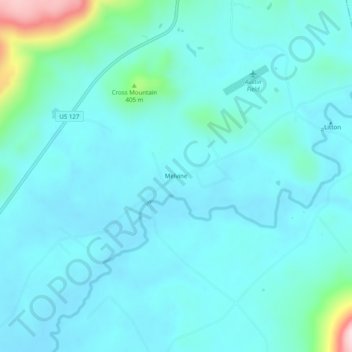 Mapa topográfico Melvine, altitude, relevo