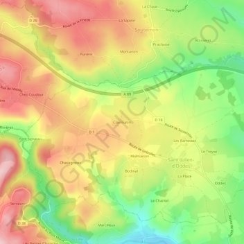 Mapa topográfico Clairmatin, altitude, relevo