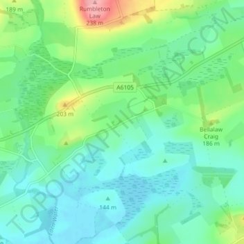 Mapa topográfico Middlethird, altitude, relevo