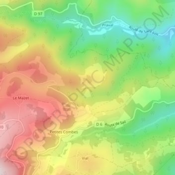 Mapa topográfico Grand Parc, altitude, relevo