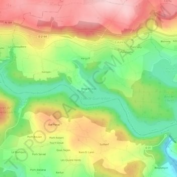 Mapa topográfico Beau Rivage, altitude, relevo