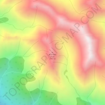 Mapa topográfico Brandon Peak, altitude, relevo