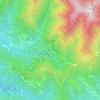 Mapa topográfico Compione, altitude, relevo