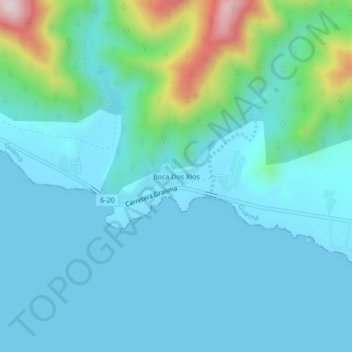 Mapa topográfico Boca Dos Ríos, altitude, relevo