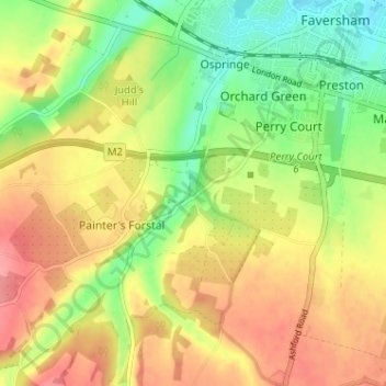 Mapa topográfico Whitehill, altitude, relevo