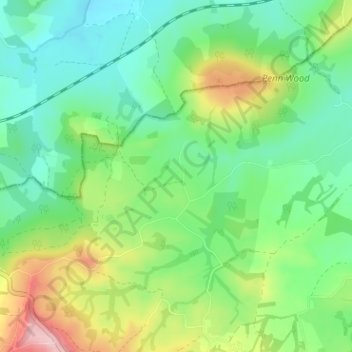 Mapa topográfico Higher Halstock Leigh, altitude, relevo