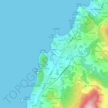 Mapa topográfico Loira, altitude, relevo