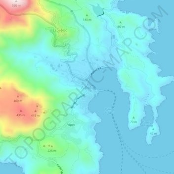 Mapa topográfico Livadi, altitude, relevo