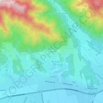Mapa topográfico Schönberg, altitude, relevo