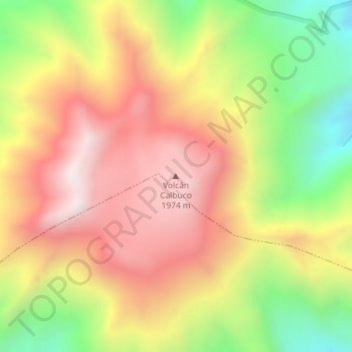 Mapa topográfico Volcán Calbuco, altitude, relevo