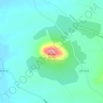 Mapa topográfico Monte Agudo, altitude, relevo