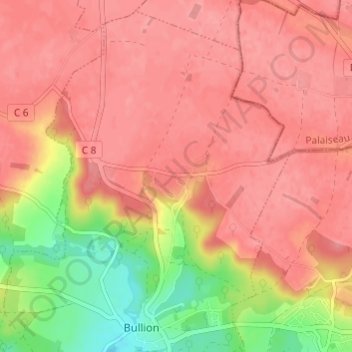 Mapa topográfico Longchène, altitude, relevo