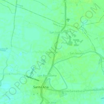 Mapa topográfico Santiago, altitude, relevo